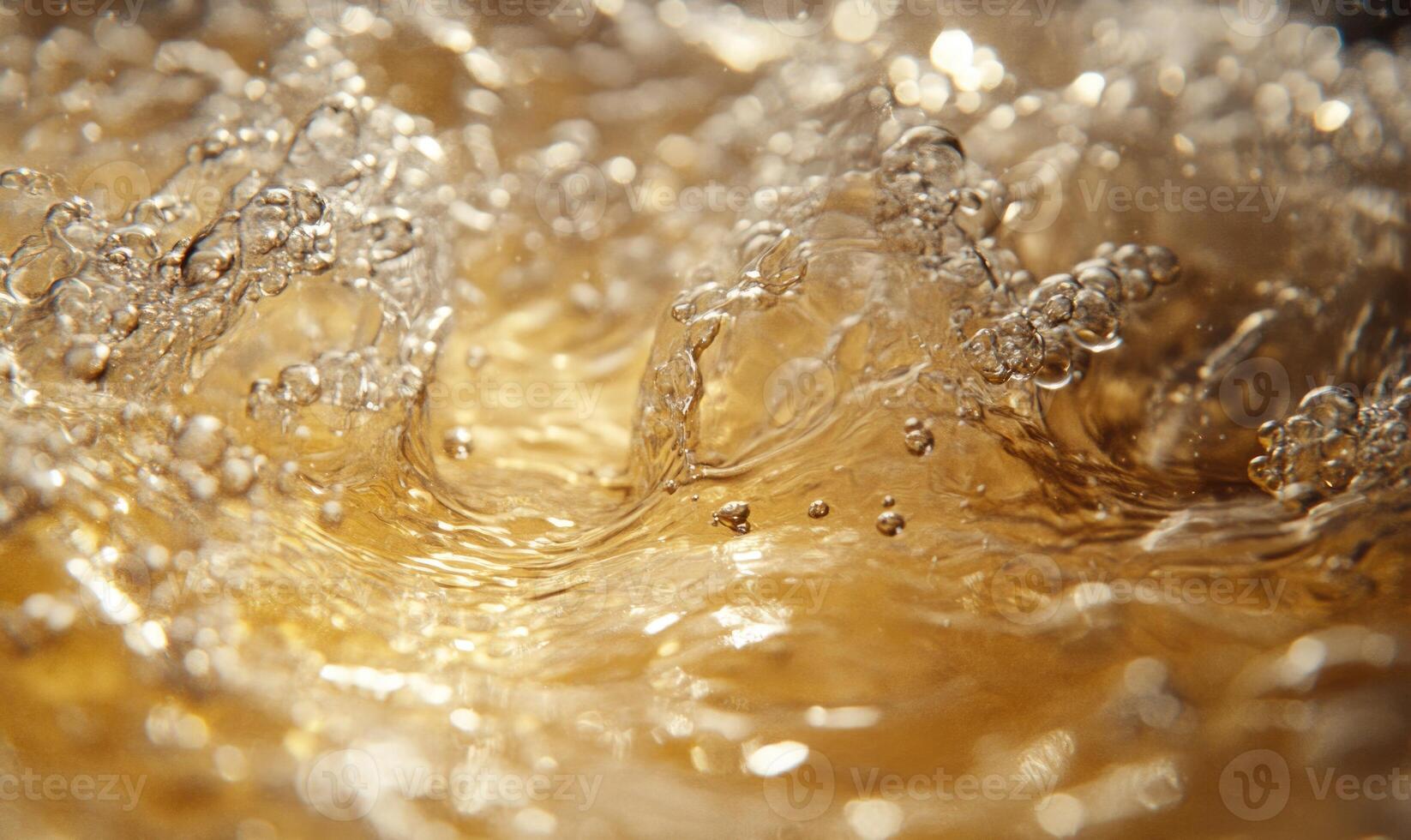 Close-up view of a dissolving pill, effervescence, clear water photo