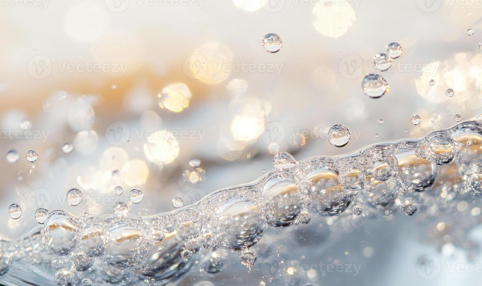 Dissolving tablet releasing tiny bubbles in water, close-up shot photo