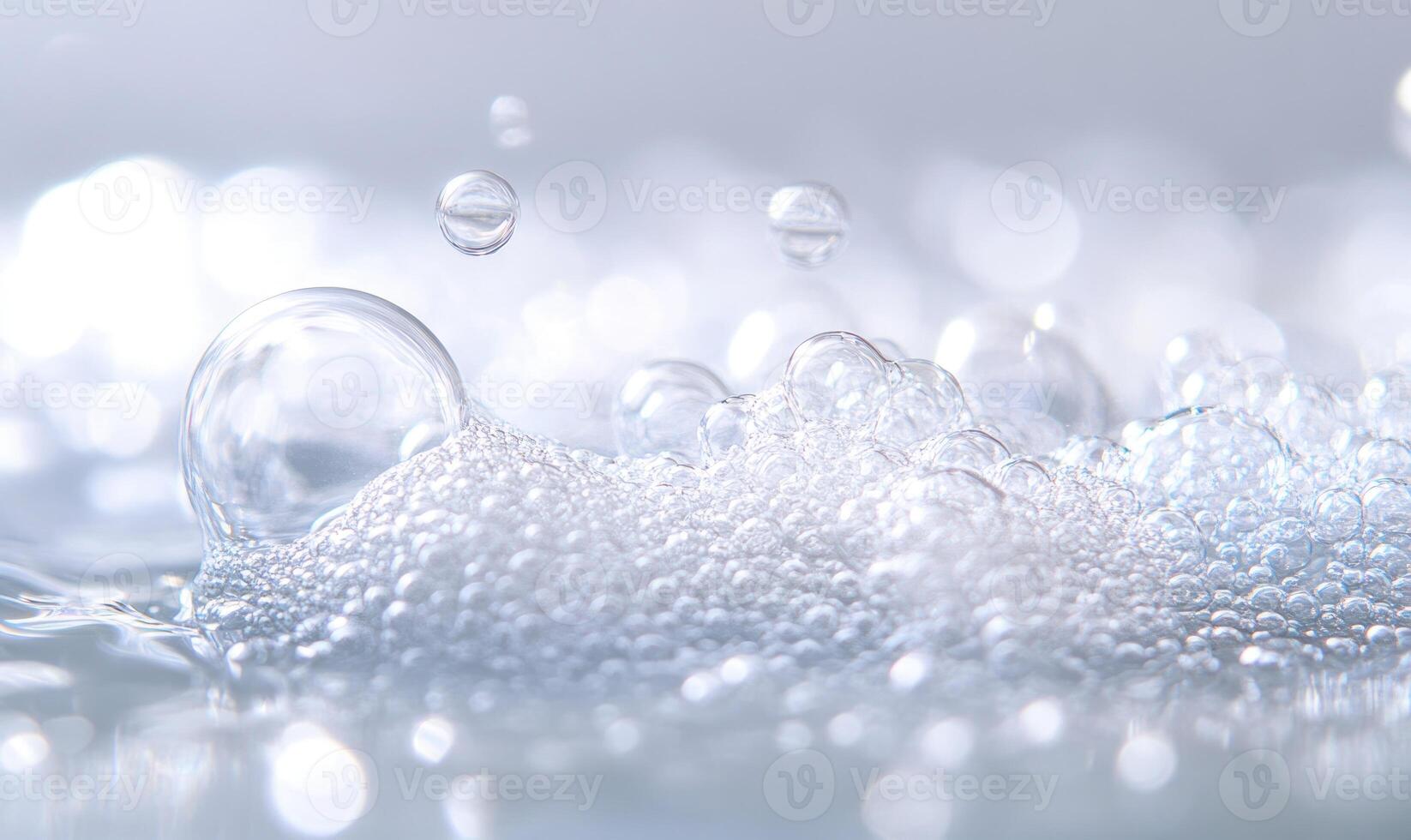 Effervescent tablet breaking apart in water, tiny bubbles photo