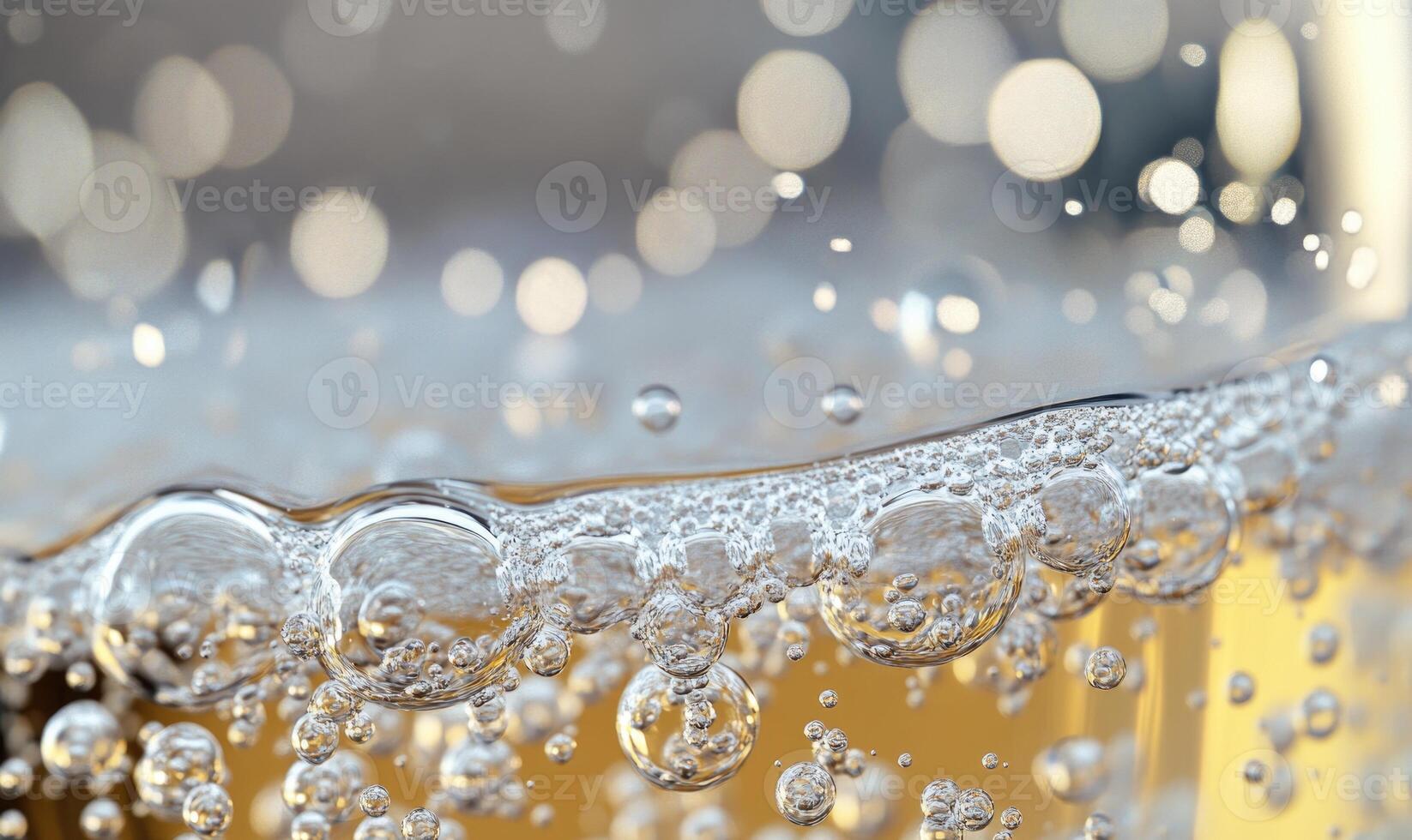 Dissolving tablet releasing tiny bubbles in water, close-up shot photo