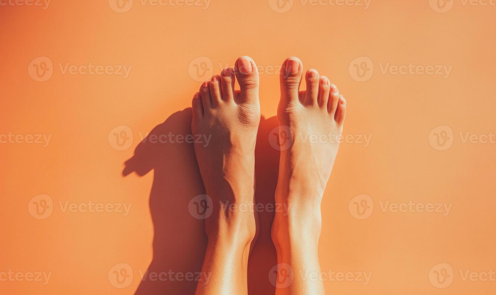 Close-up of feet, soft white backdrop, natural lighting photo