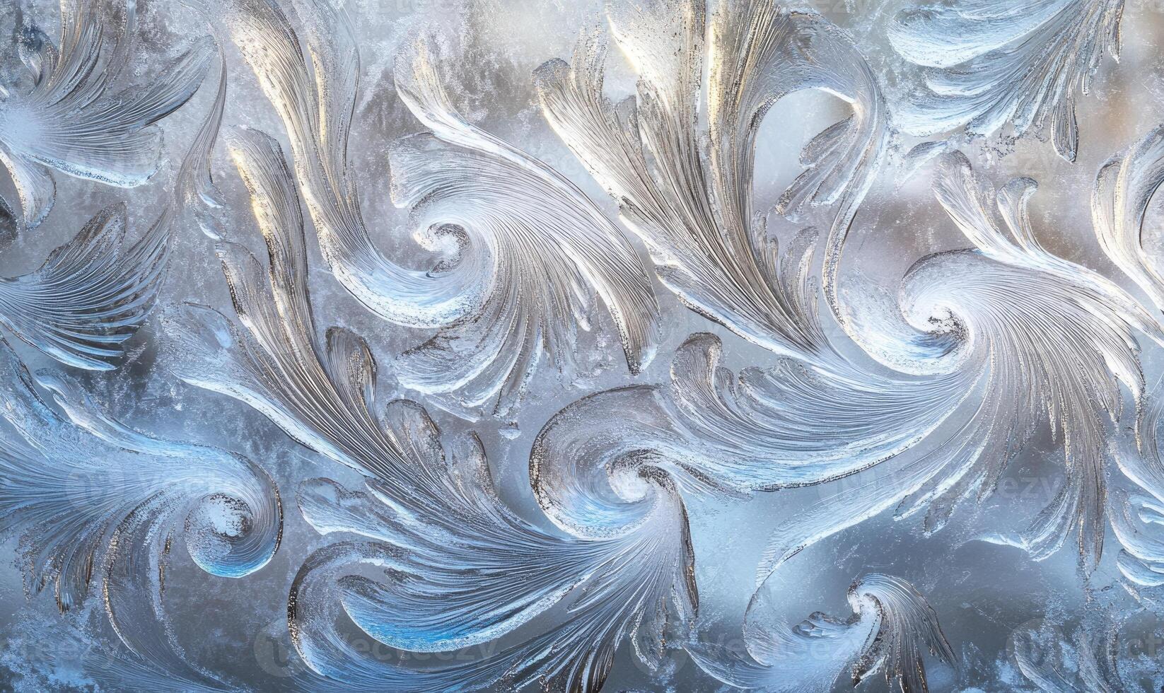 A window with a frosty design on it photo
