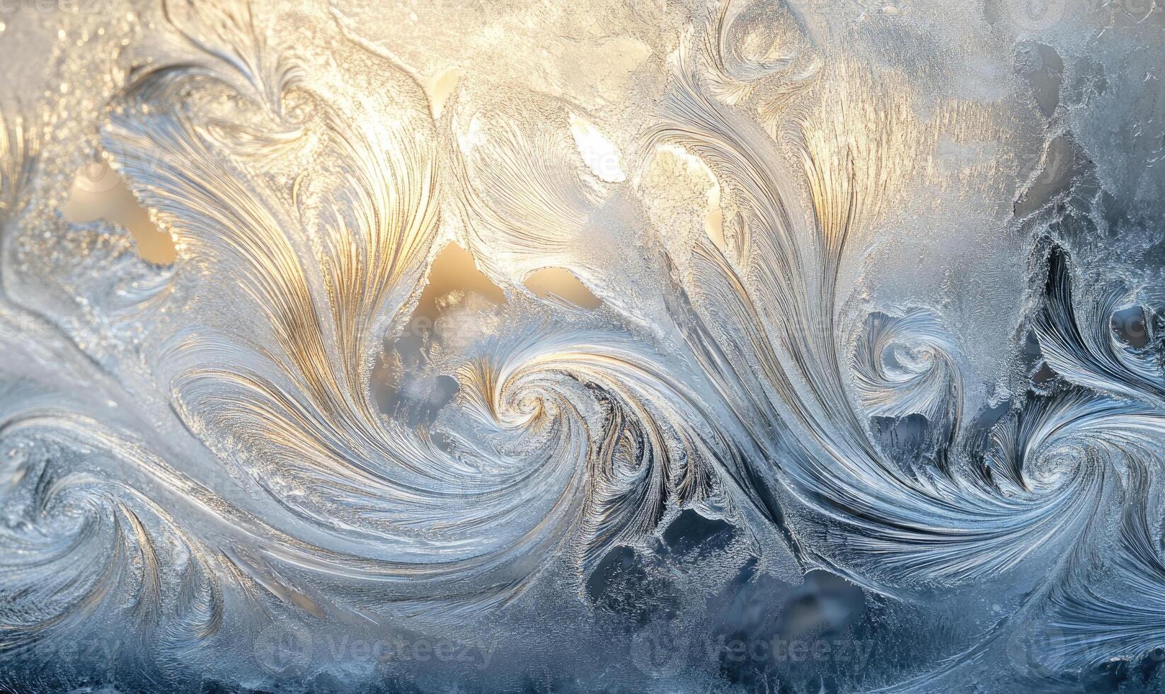 A beautiful, intricate design of ice crystals on a window photo