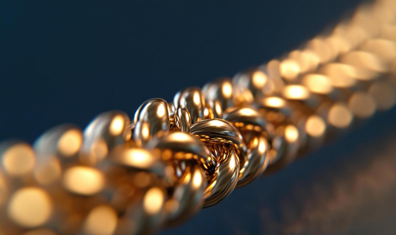 A gold chain with knots is shown in a close up photo