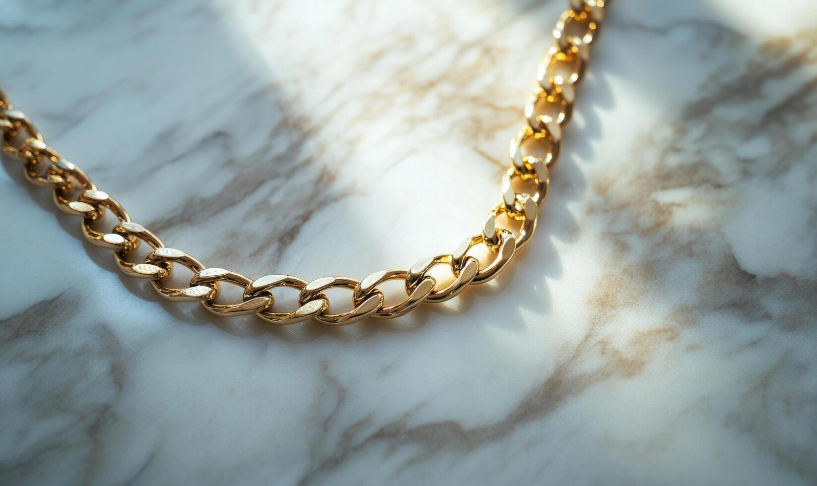 A gold chain necklace with a large chain link photo