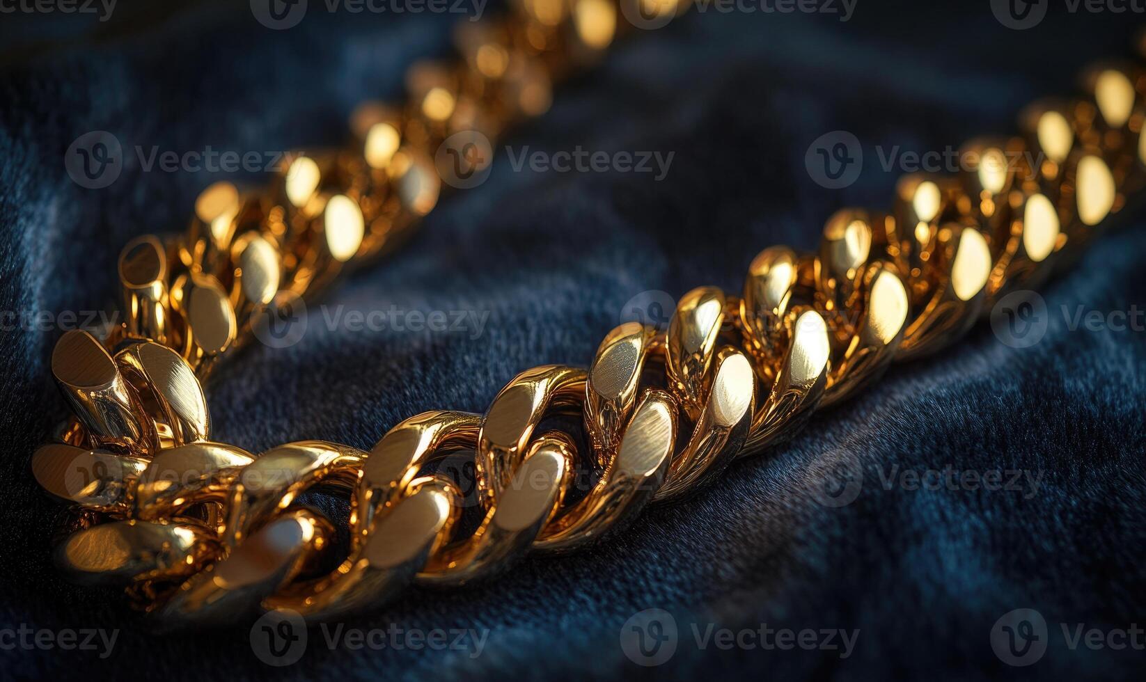 A gold chain with a black velvet background photo