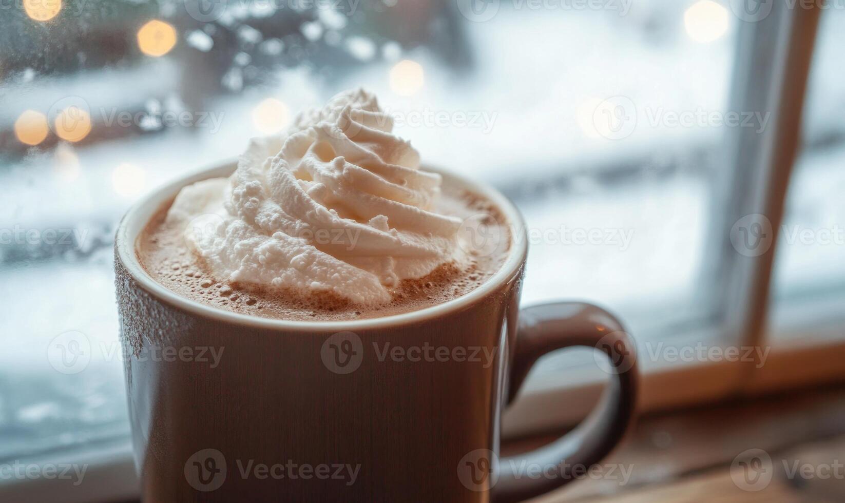 A cup of coffee with whipped cream on top photo