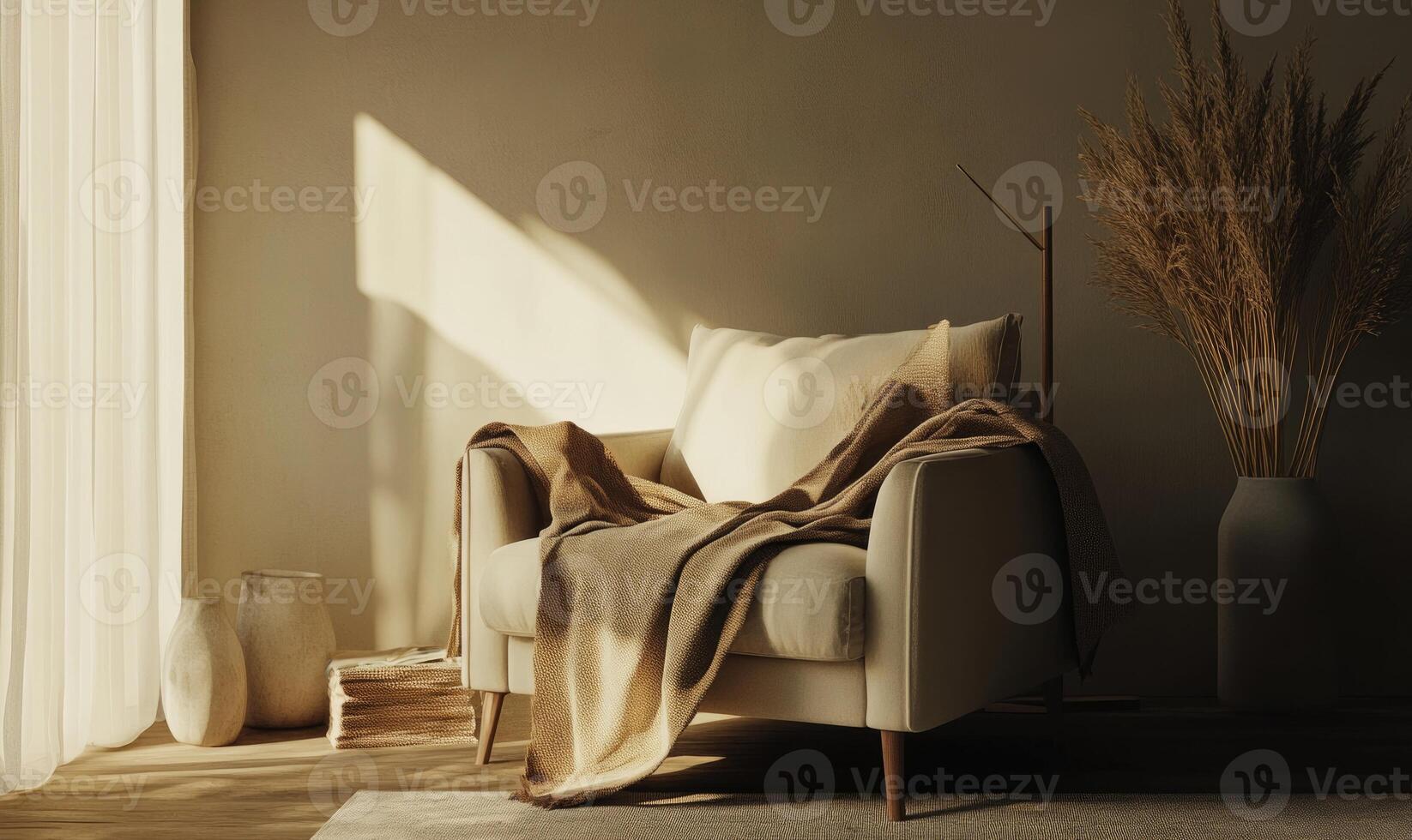 A white couch with a blanket draped over it sits in a room with a window photo