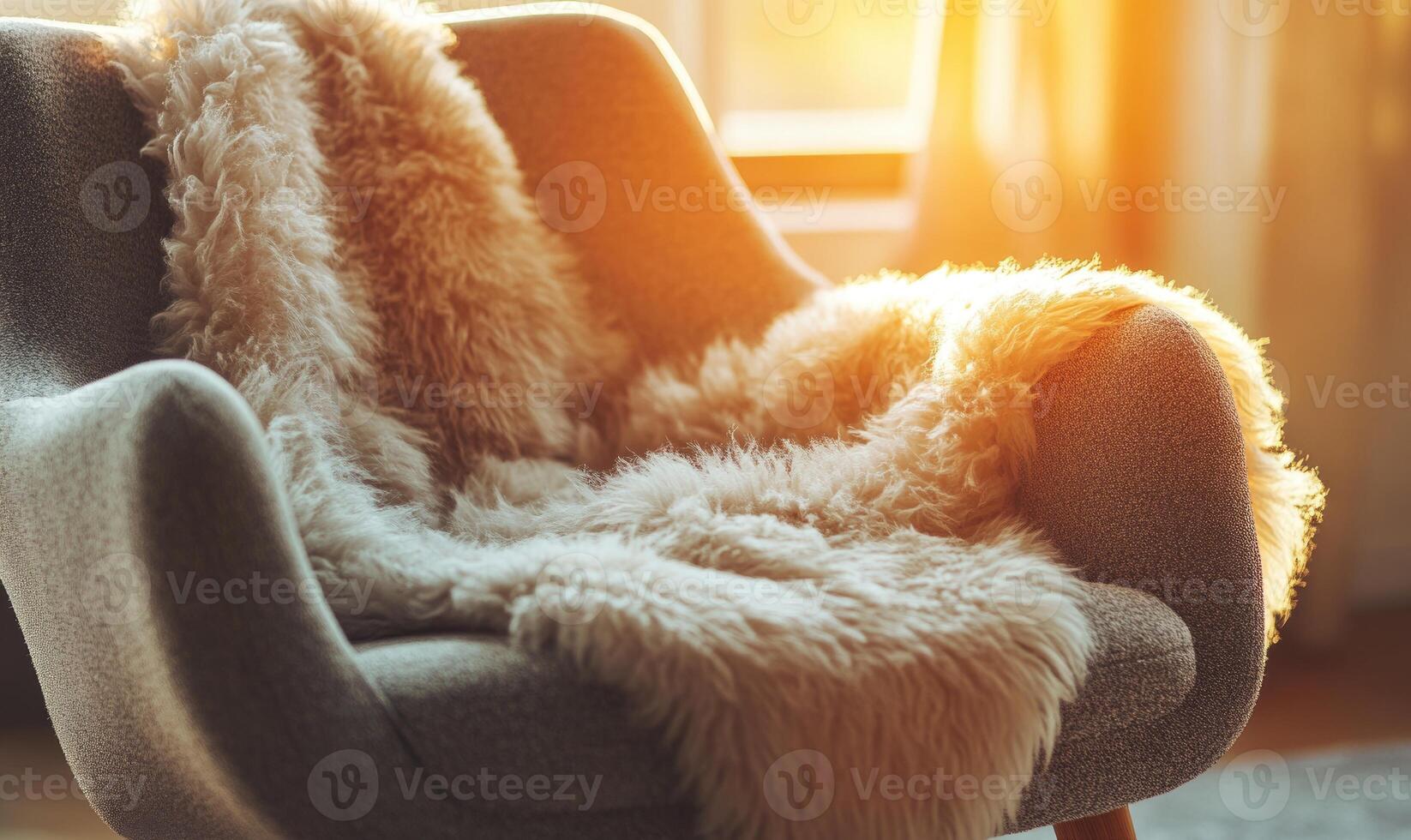 A chair with a white blanket draped over it photo