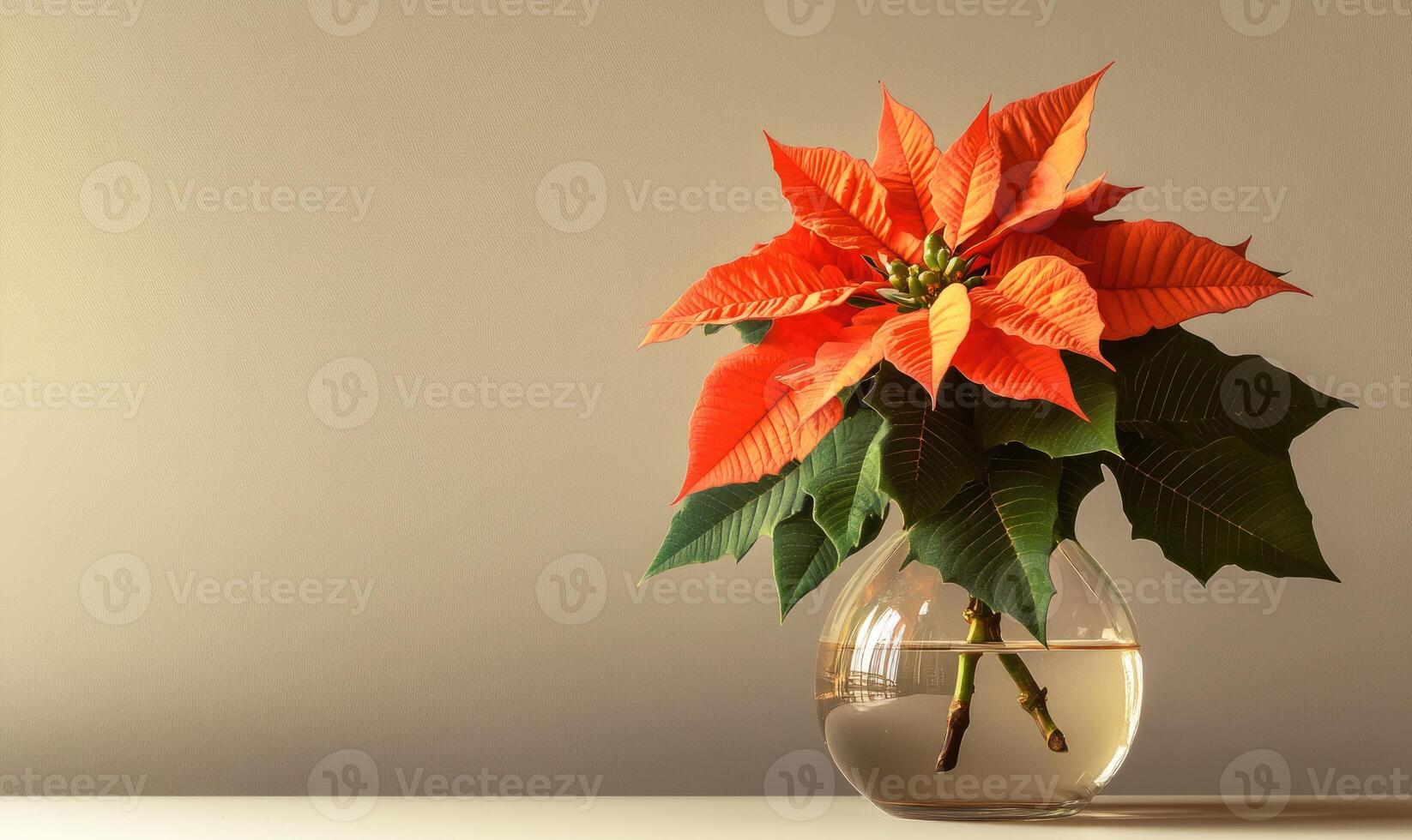 A vase with a red flower in it sits on a table photo