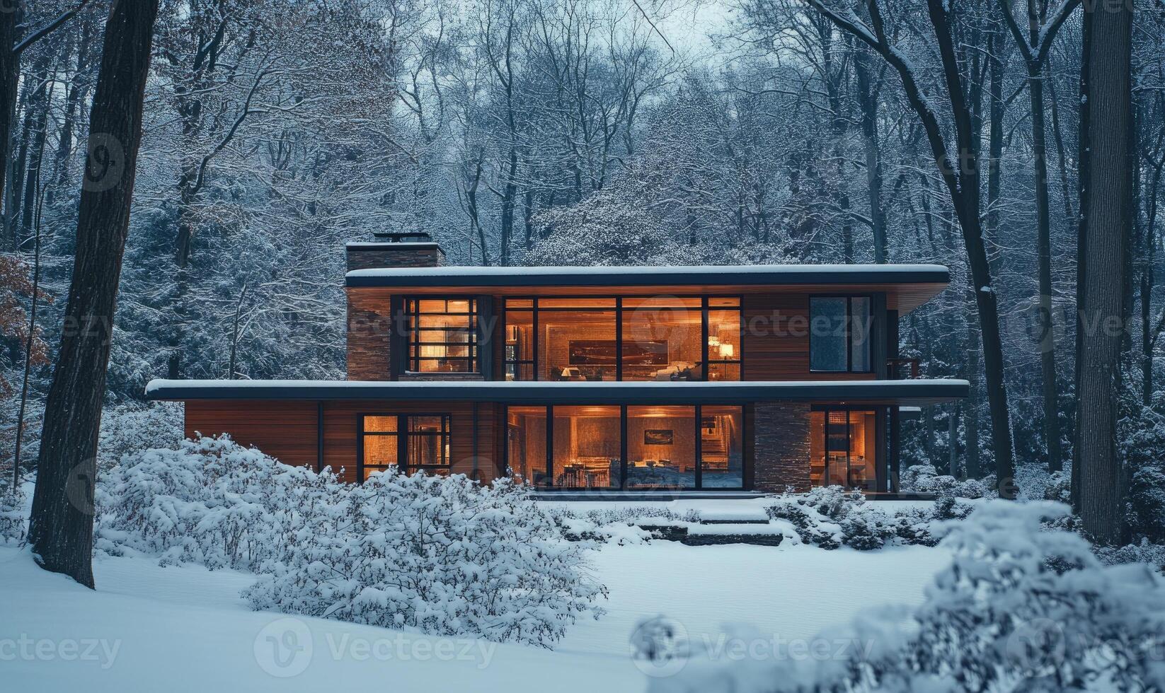 A large house with a lot of windows and a fireplace photo