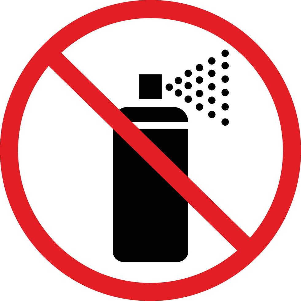 No Aerosol Spray icon. Vaporizing Ban sign. Forbidden Spray Graffti symbol. Black aerosol spray can logo. flat style. vector