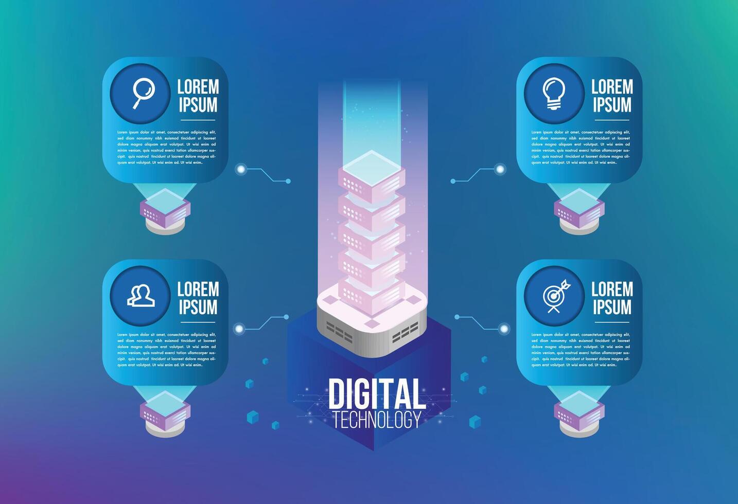 Isometric infographics design 4 options leves or steps for business concept vector