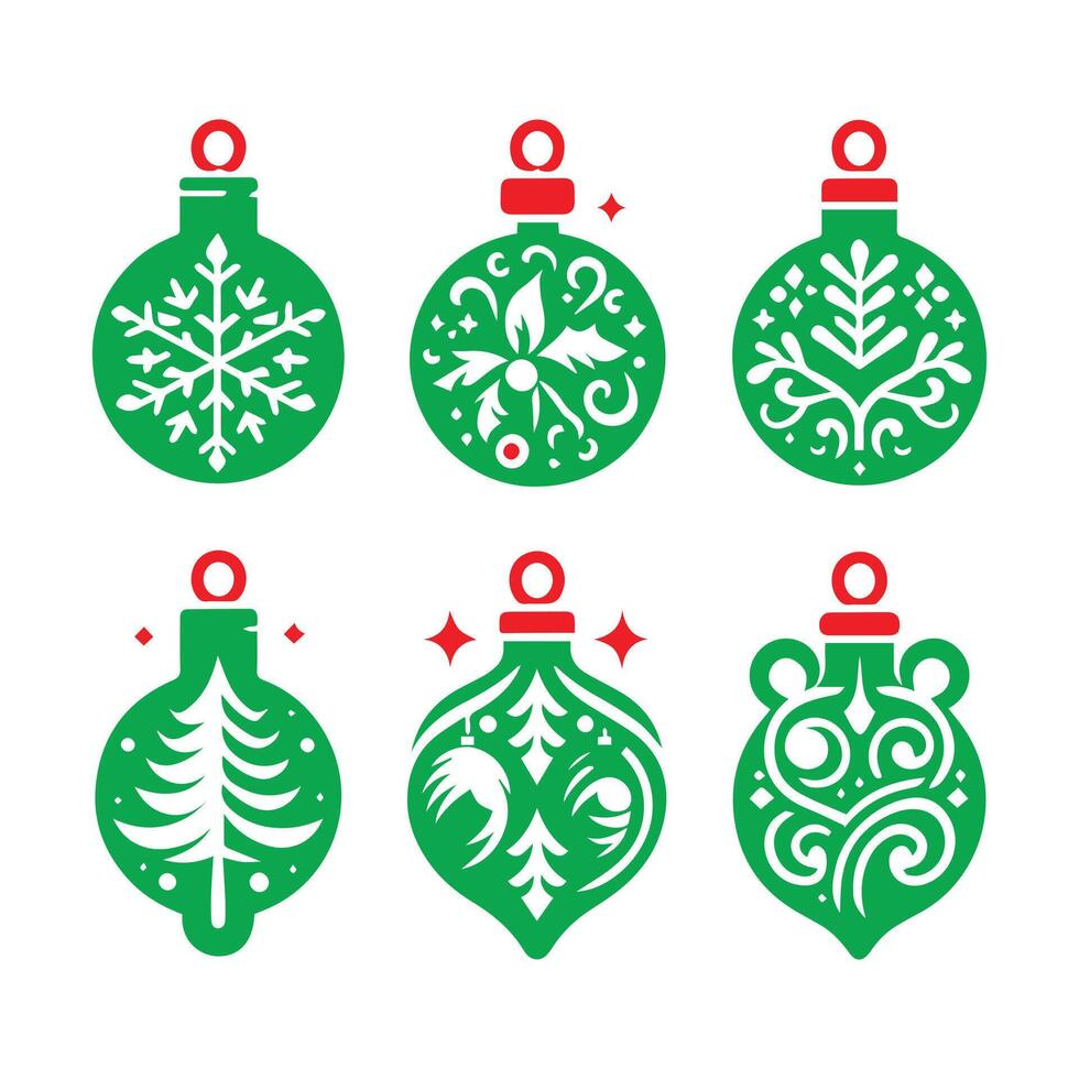 New Year Symbol Set Beautiful Christmas Ball and Bell Vectors Perfect for Seasonal Illustrations