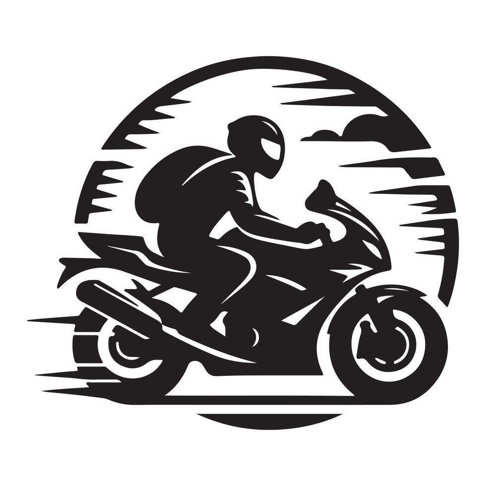 Dynamic Dirt Bike Rider Silhouette with Scarf in Action on Off-Road Track in Minimalist Style art vector