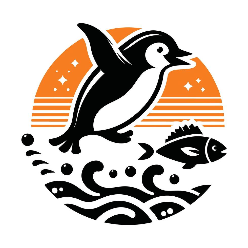 Playful Penguins Cartoon - Winter Kids Tee vector