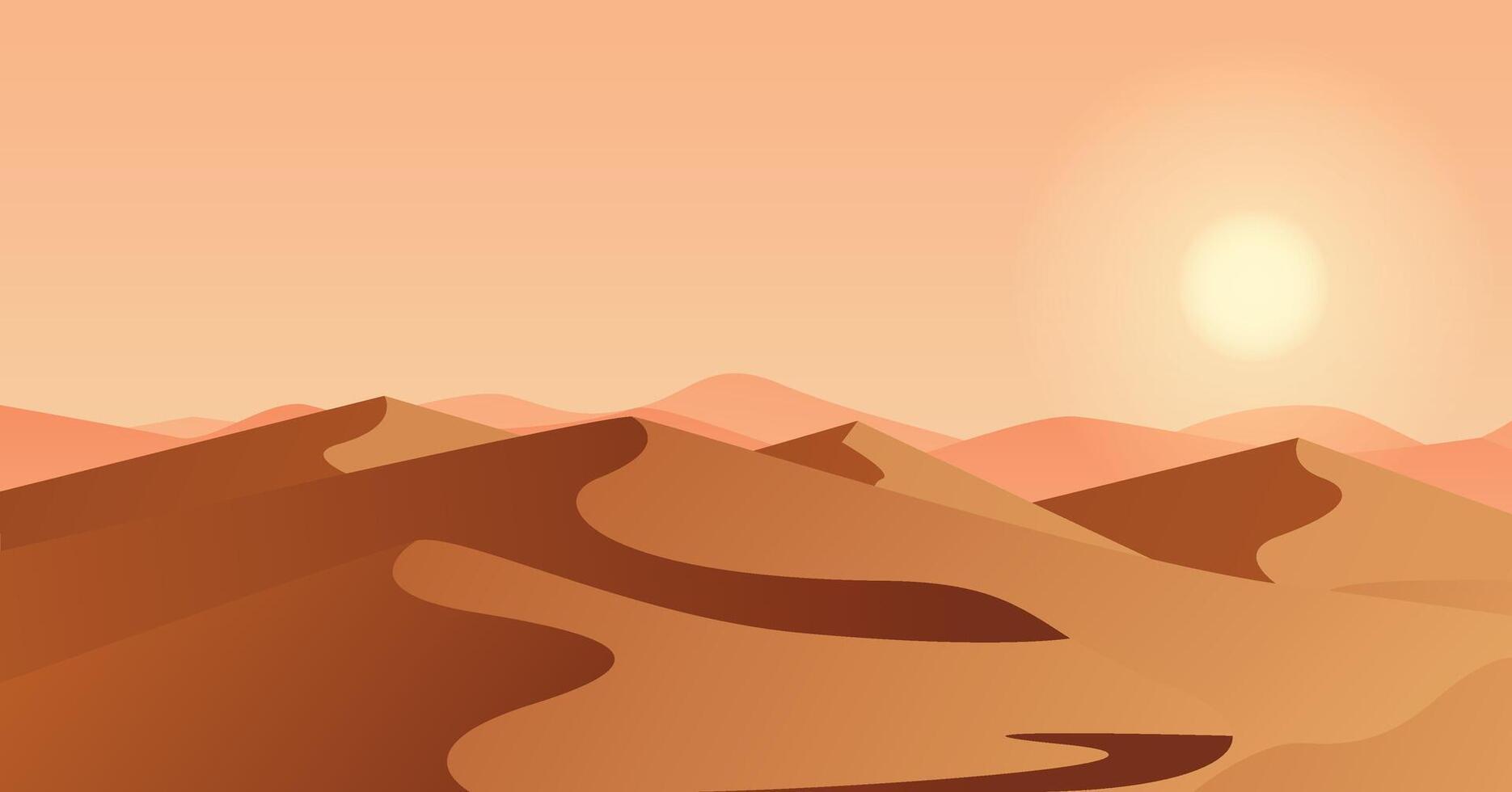 Desert sandy landscape sunny day with sunset vector