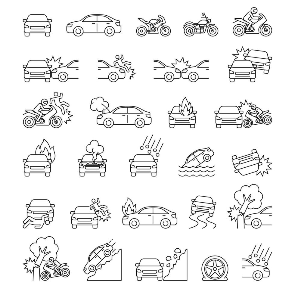 Car accident line icon vector