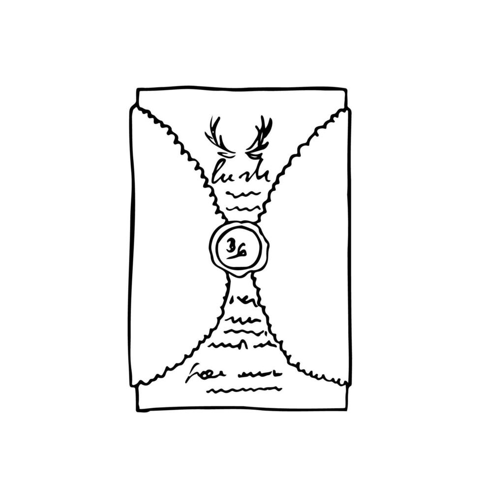 invitation in patterned packaging with wax seal - Hand Drawn Doodle vector