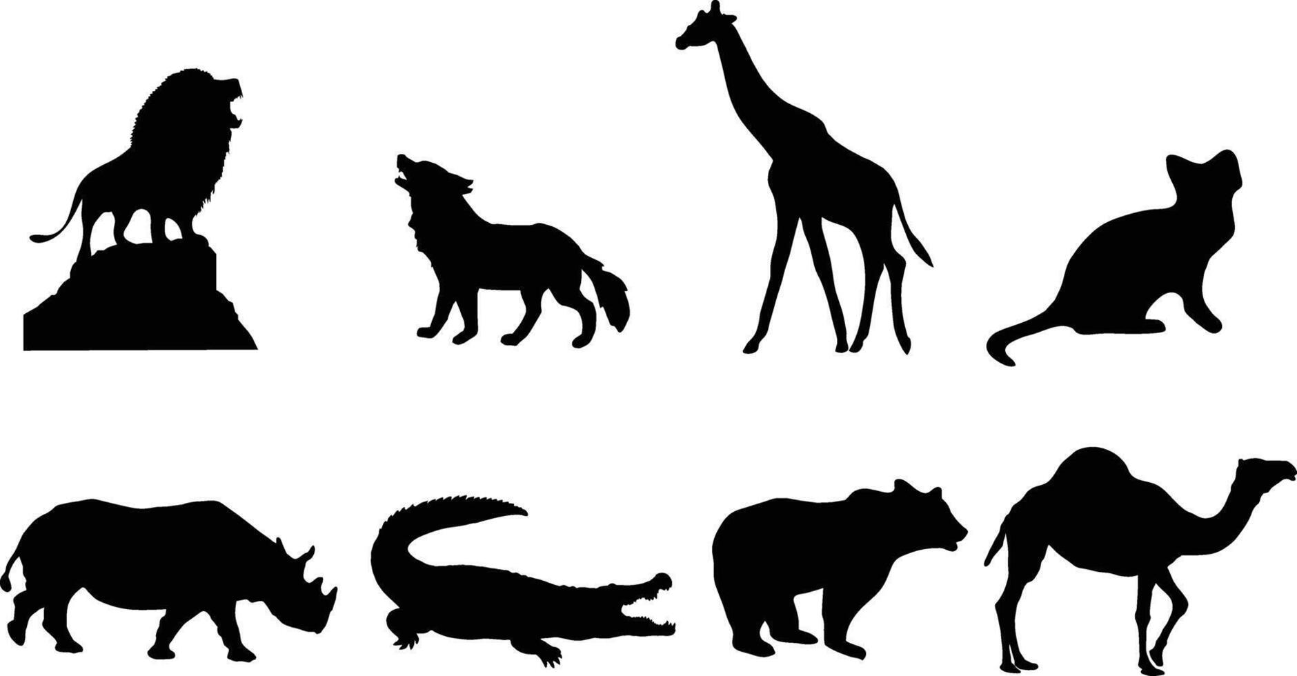 Set of silhouette animal designs vector