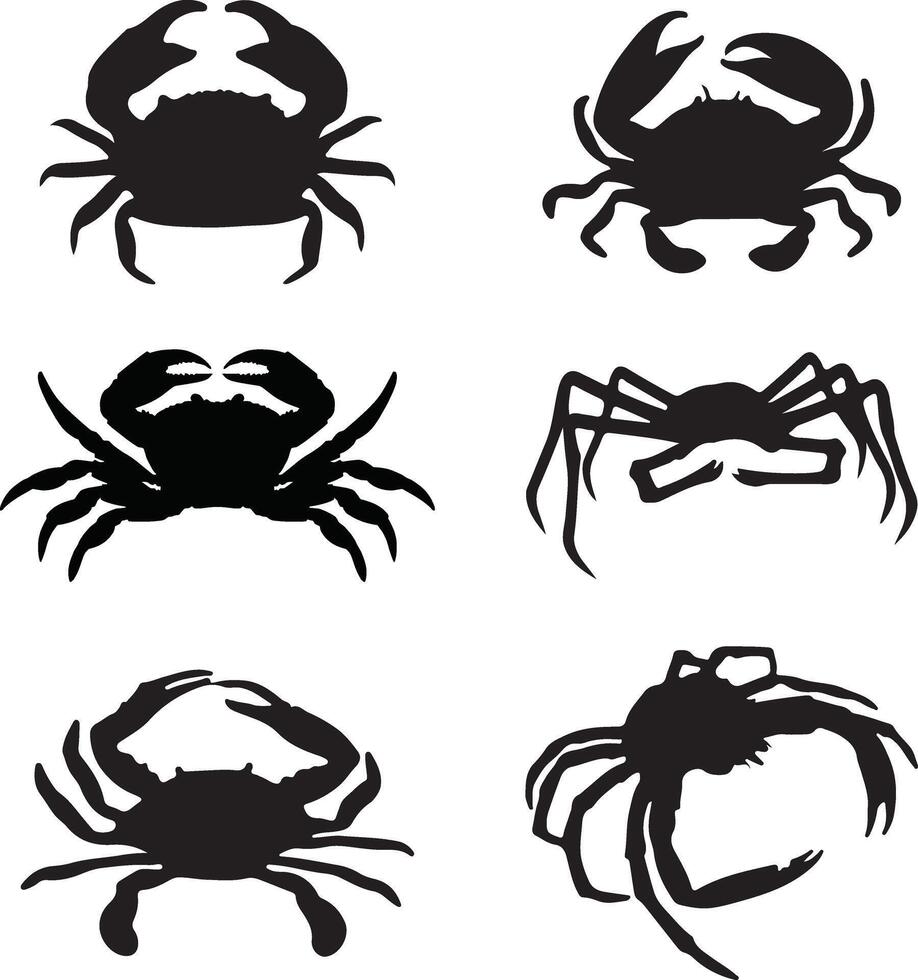 Crab silhouette set collection designs vector