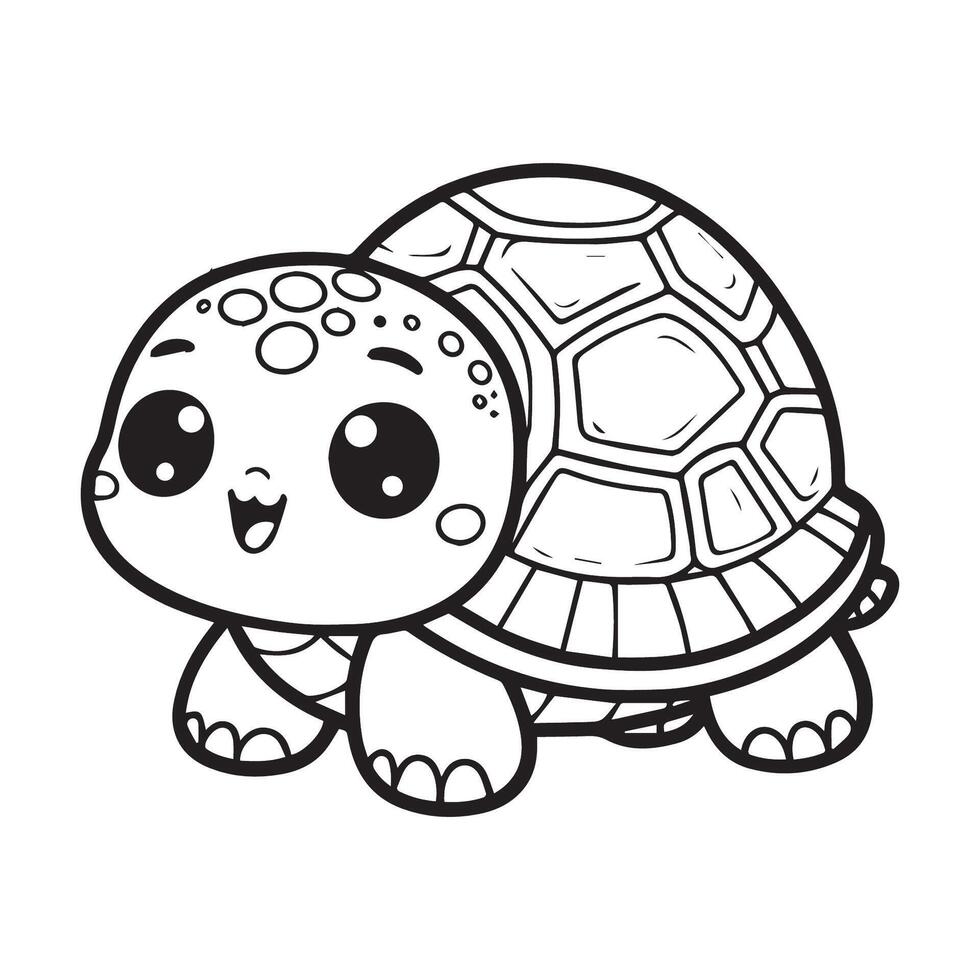 Cute cartoon turtle. illustration. Coloring book for children. vector