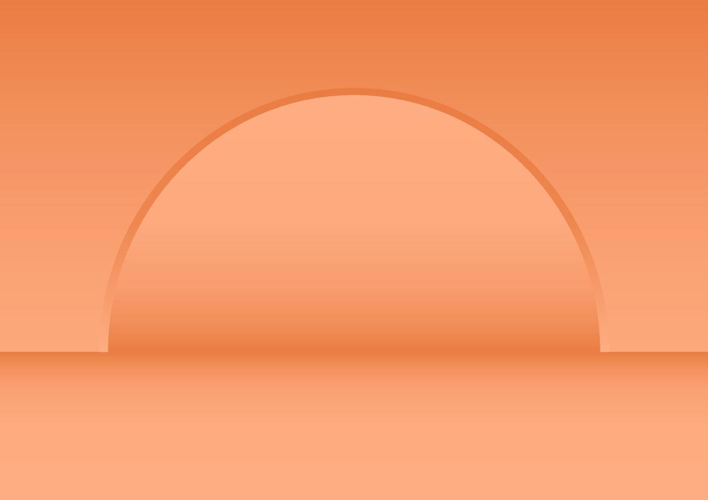 Orange empty room studio wall with half of circle texture abstract background. The minimal scene for mockup product display presentation. vector