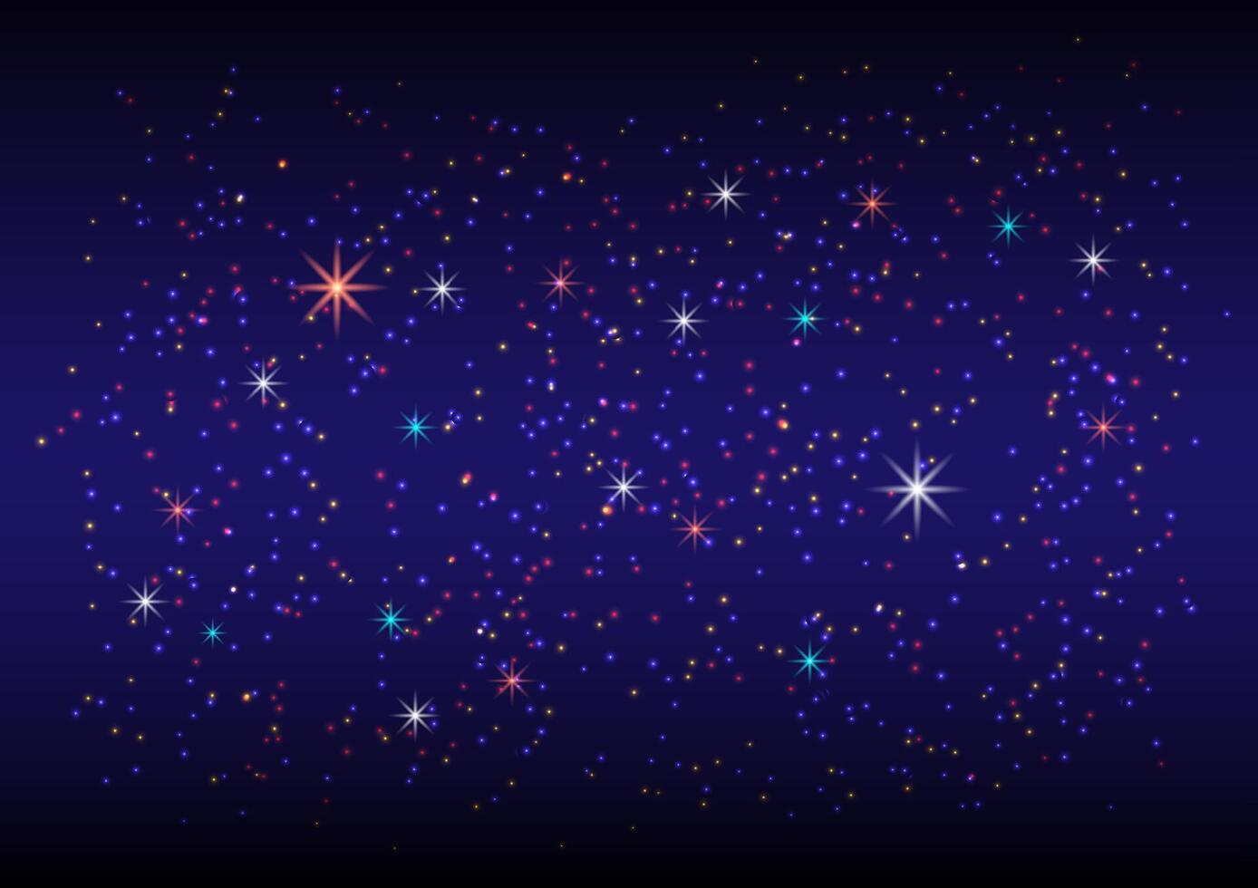 Shiny and bright star on dark blue background. Star night in winter. Galaxy and universe. vector