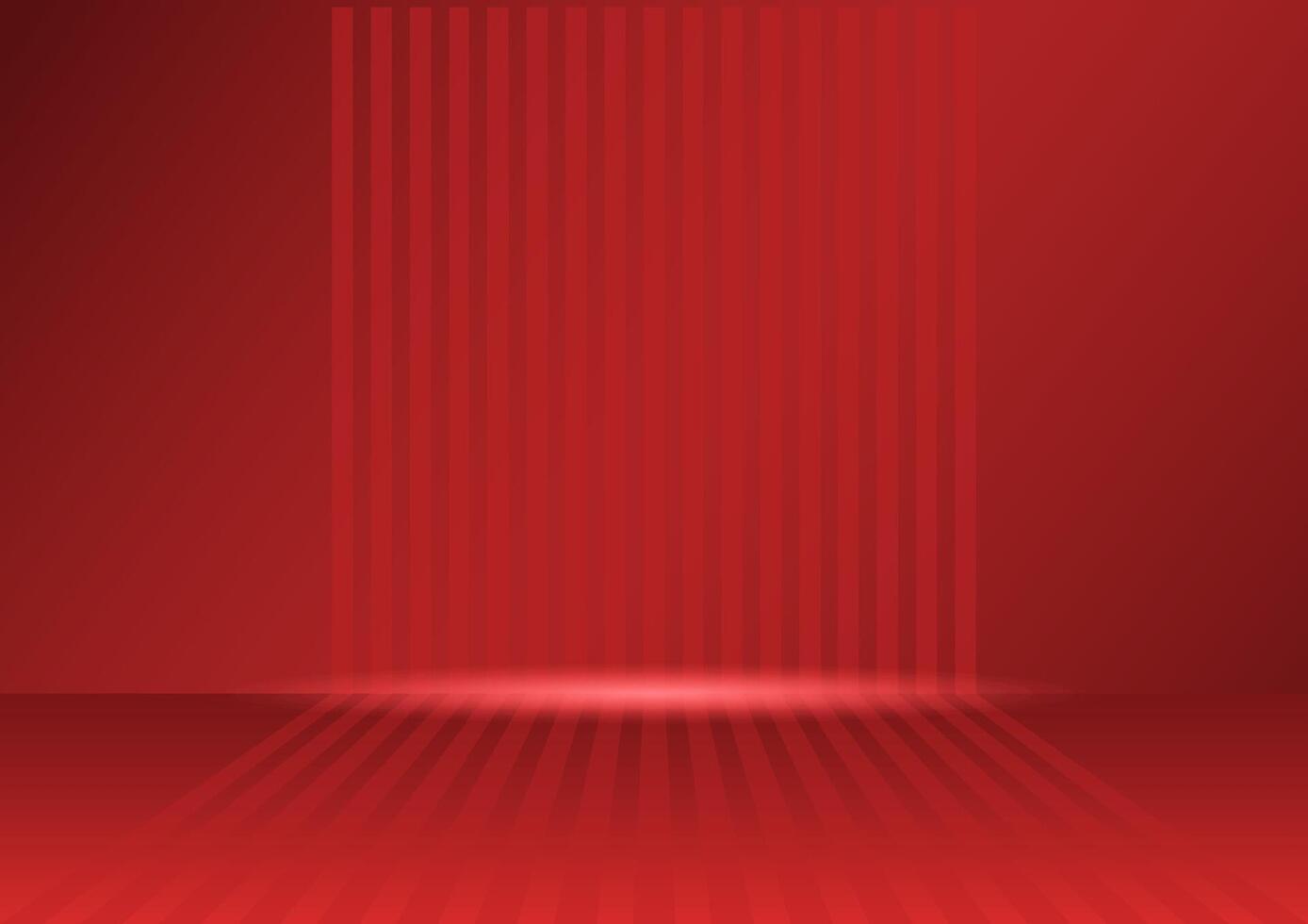 Red empty room studio wall with light and shadow texture abstract background. The minimal scene for mockup product display presentation. Showcase. vector