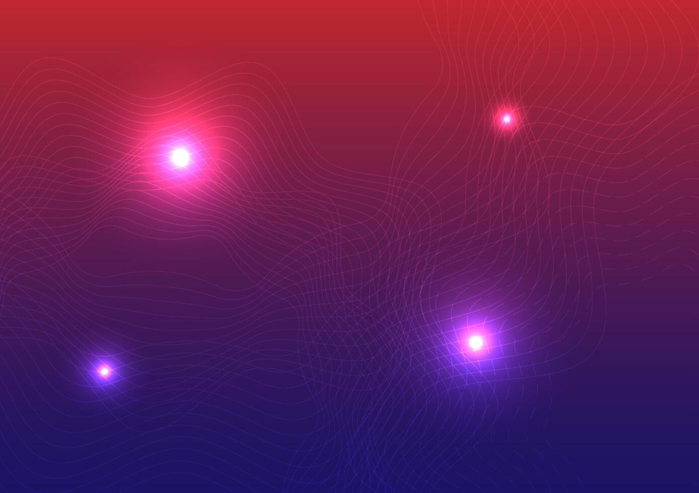 Abstract waving line technology on blue and red Background. vector