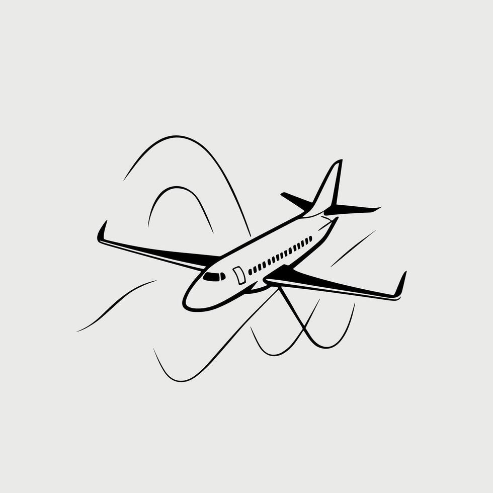 Minimalist Line Art of Airplane in Flight vector