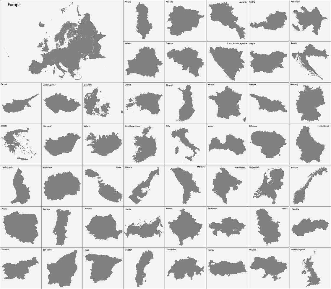 a large set of maps of europe vector