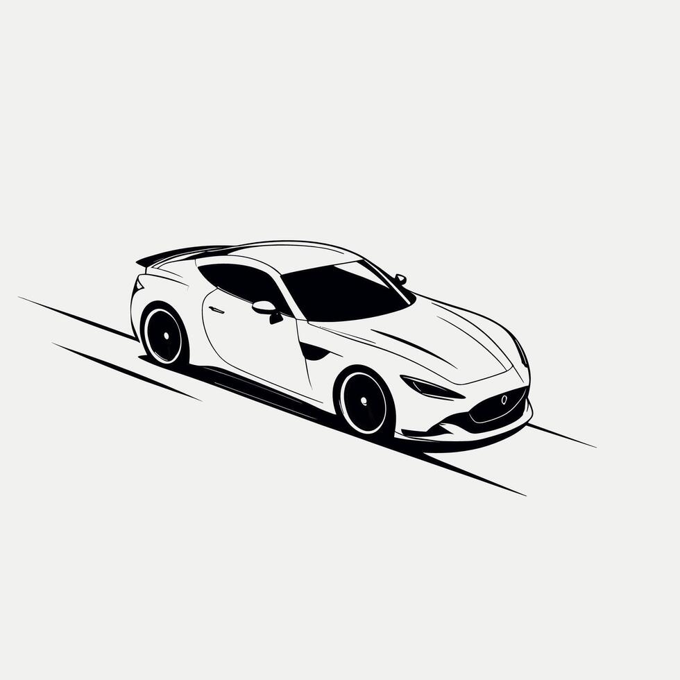 Minimalist Line Art of a Sleek Sports Car in Motion vector