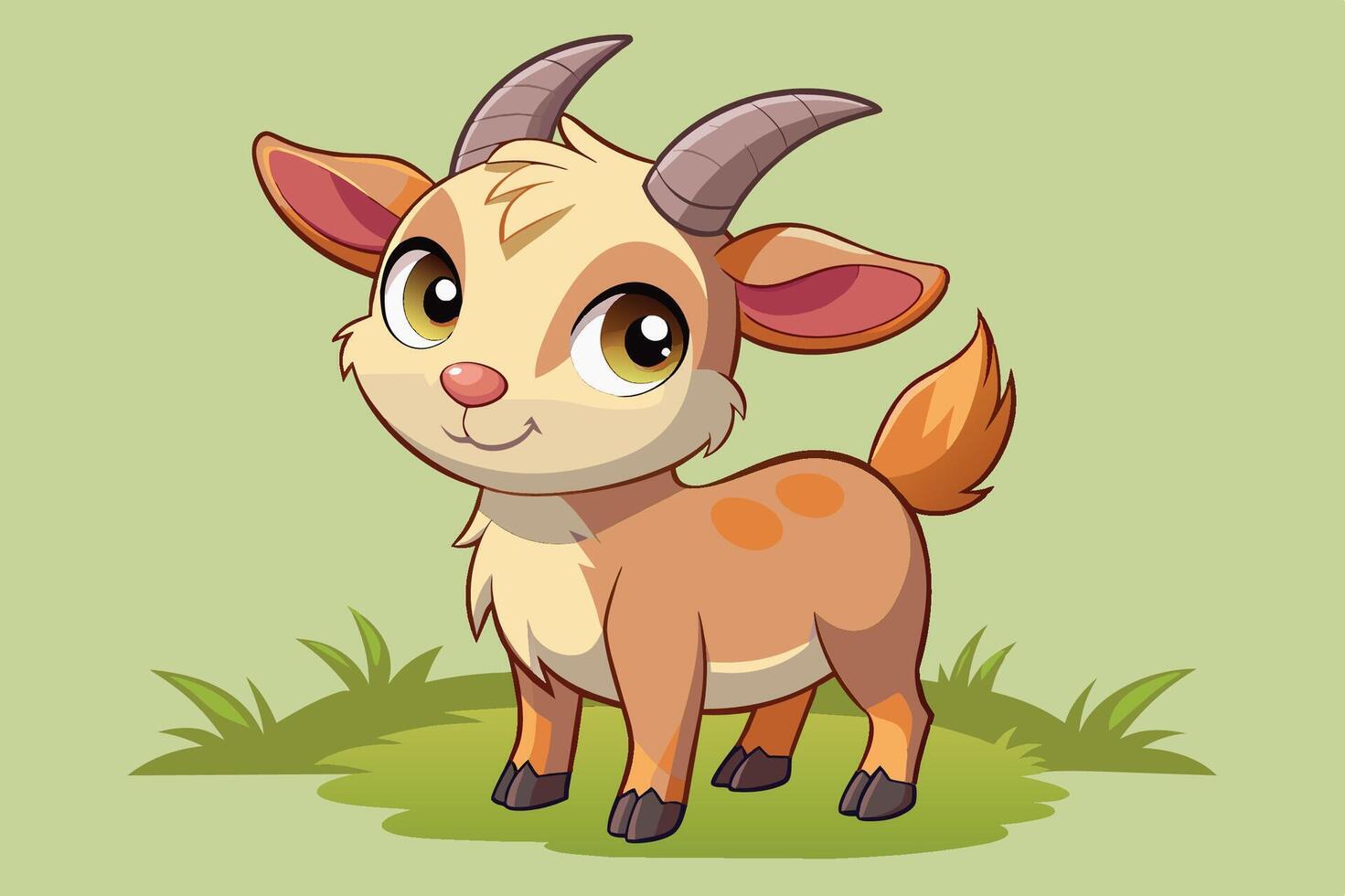 A cute cartoon goat character with big eyes and a playful expression, standing confidently against a simple background vector