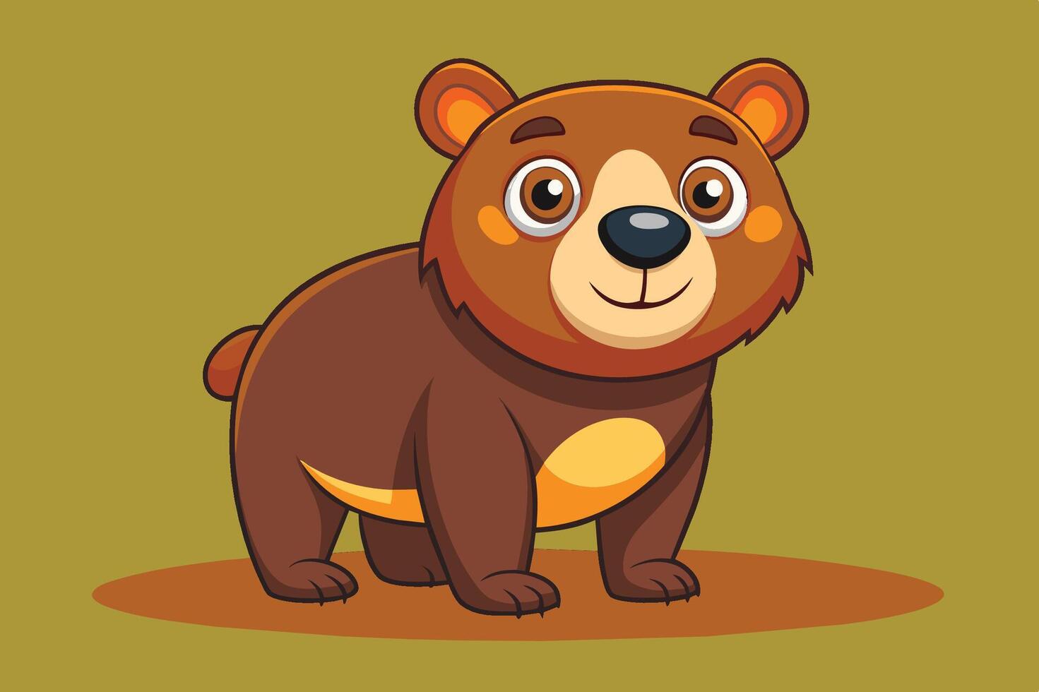 Cartoon bear with a friendly expression and round shape, ideal for children's illustrations or educational use vector