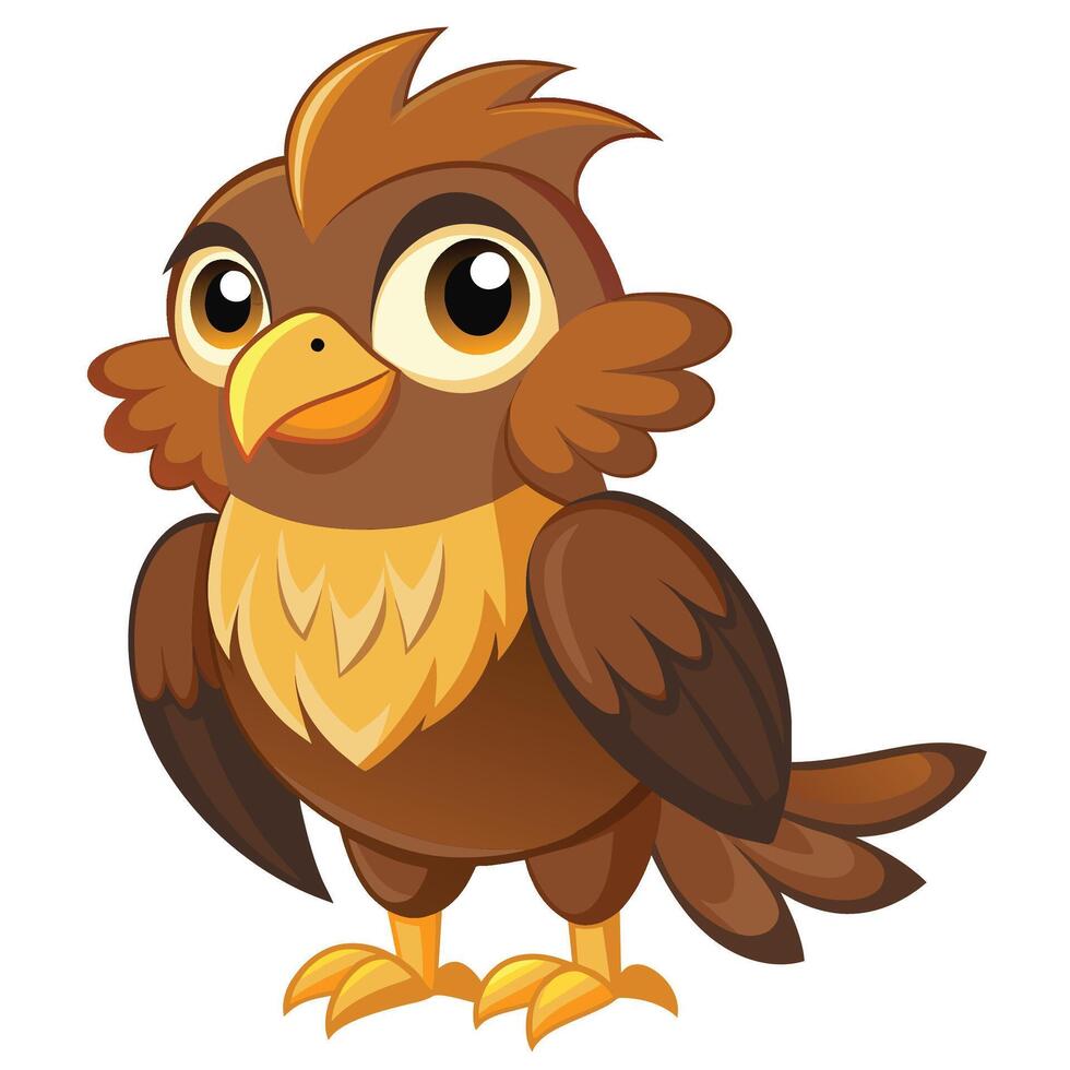 Cute cartoon bird character with expressive eyes and colorful feathers standing proudly against a plain background vector
