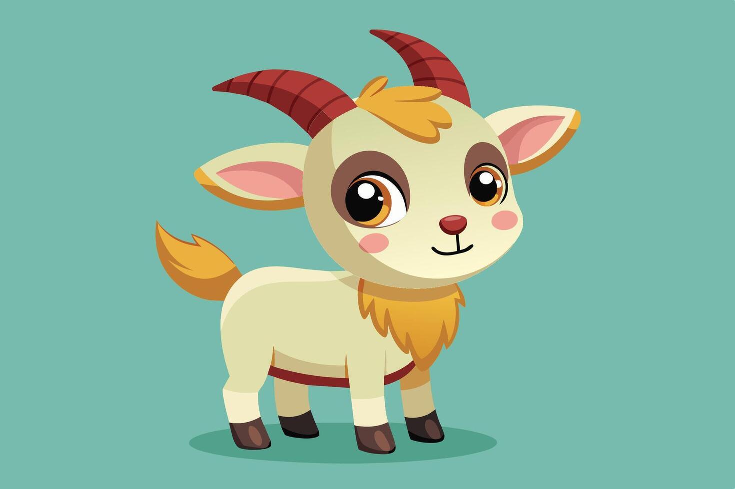 Cute cartoon goat character with big eyes and playful expression on a pastel background vector