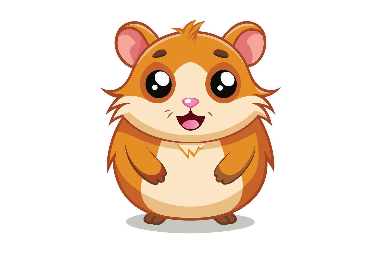 Cute cartoon hamster with big eyes and a happy expression standing on a white background, showcasing its playful personality and charm vector