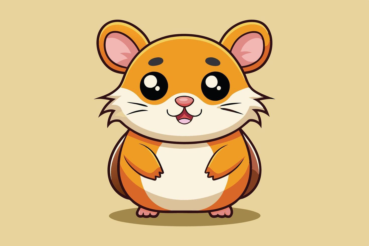 Cute cartoon hamster character with bright eyes and fluffy fur in a simple background, perfect for children's designs and illustrations vector