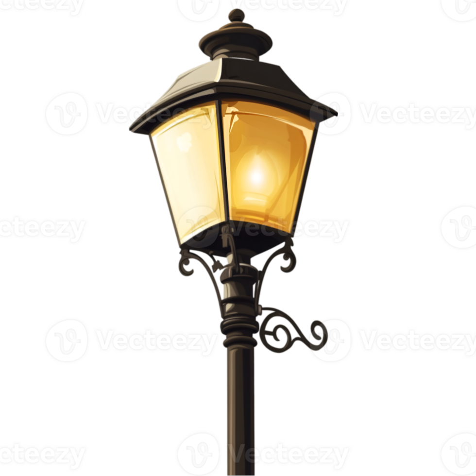 A street lamp with a light on it png