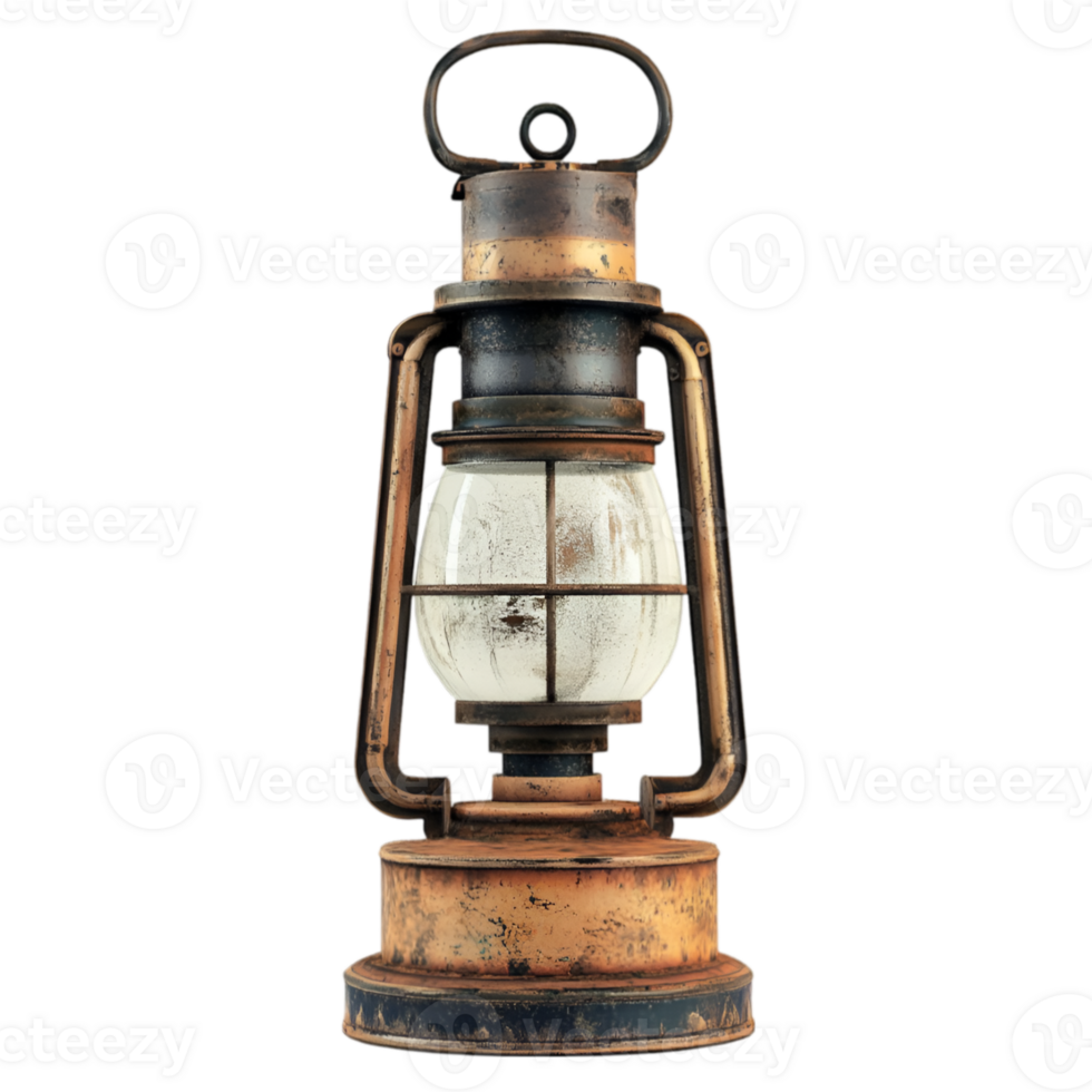 An old fashioned lantern with a white light png