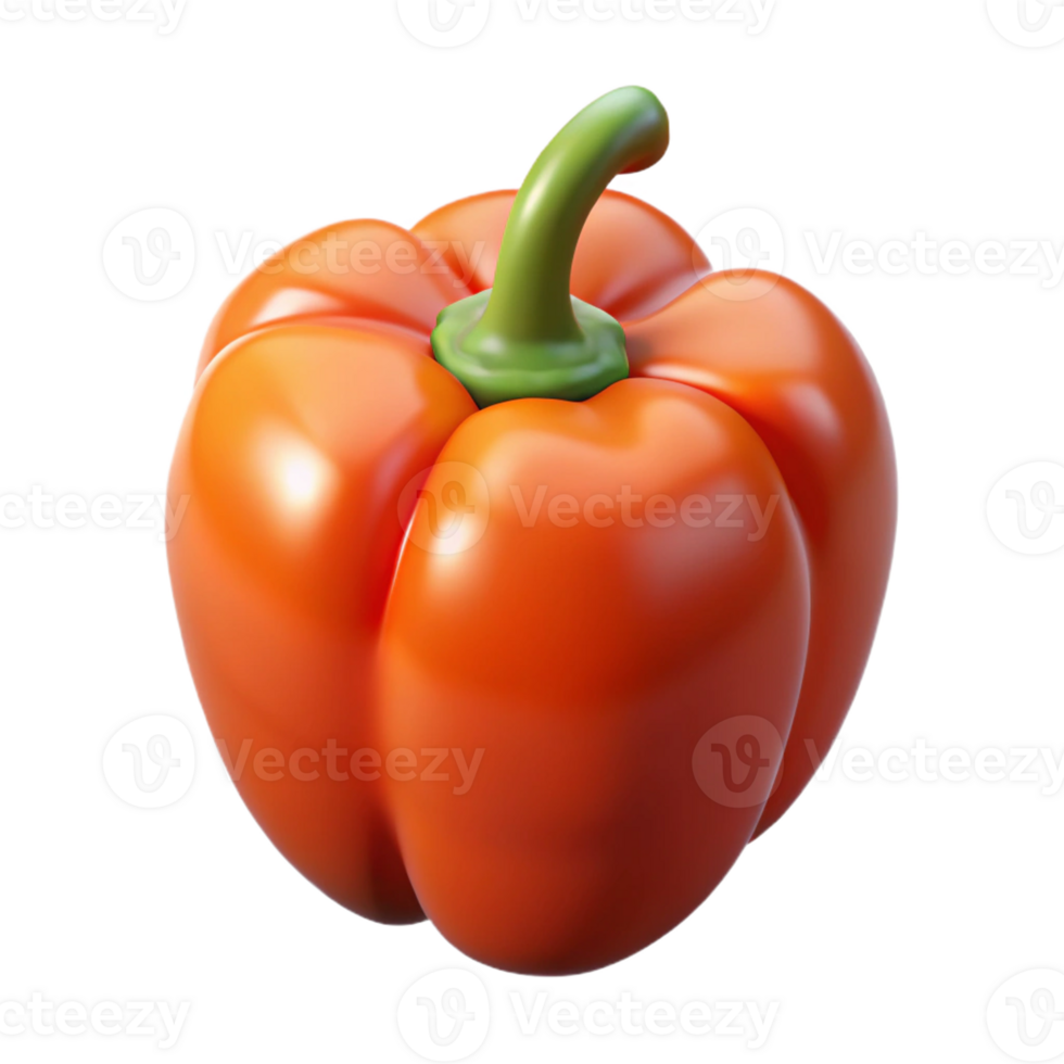 A large orange pepper with a green stem png