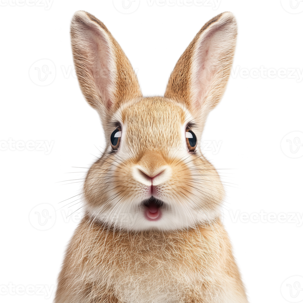 A surprised rabbit with large ears and expressive eyes, showcasing the charm and beauty of wildlife. Perfect for animal lovers and nature enthusiasts. png