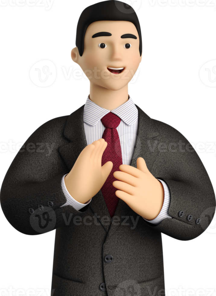 A cartoon man in a suit and tie png