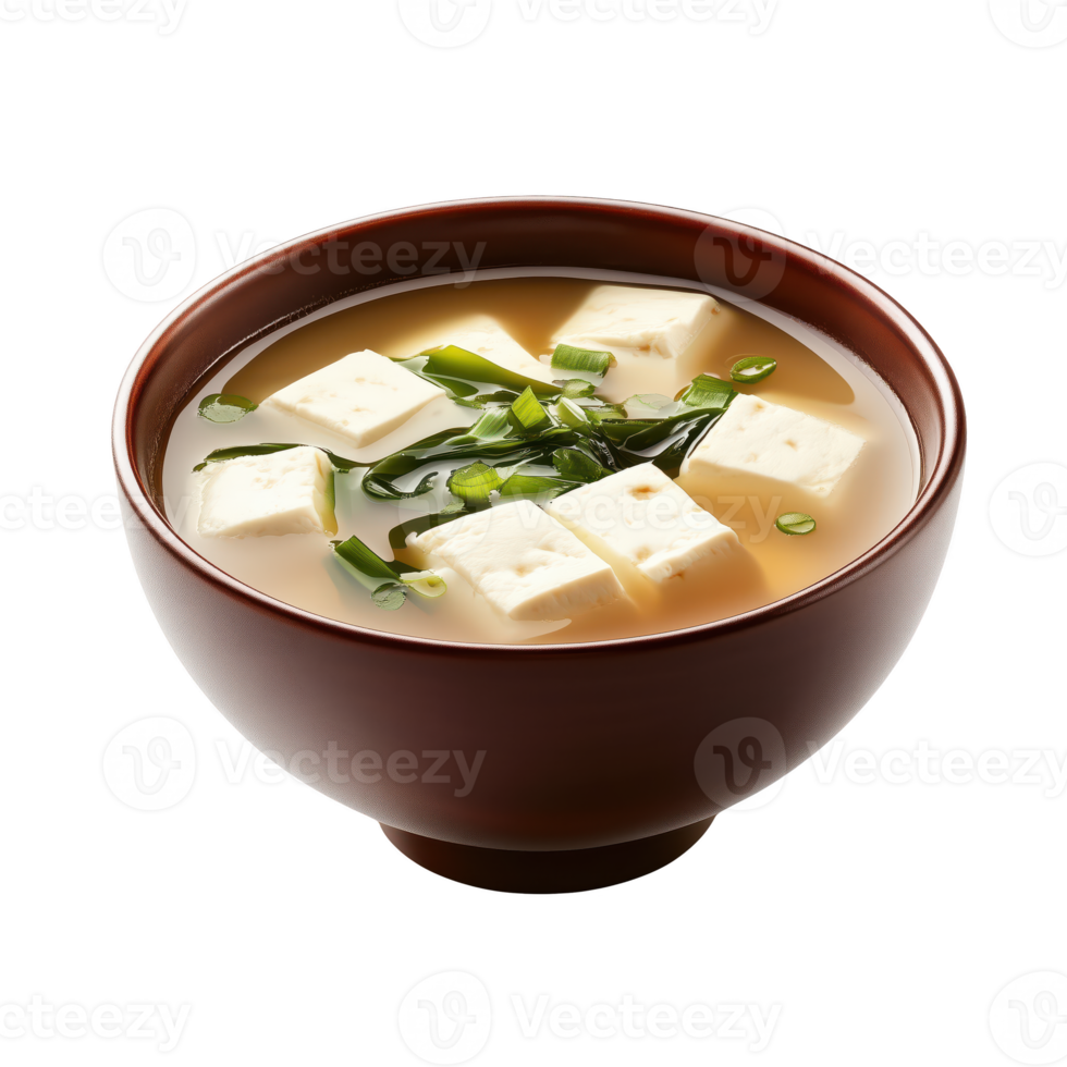 A delicious bowl of tofu soup with green onion, perfect for a healthy and flavorful meal. png