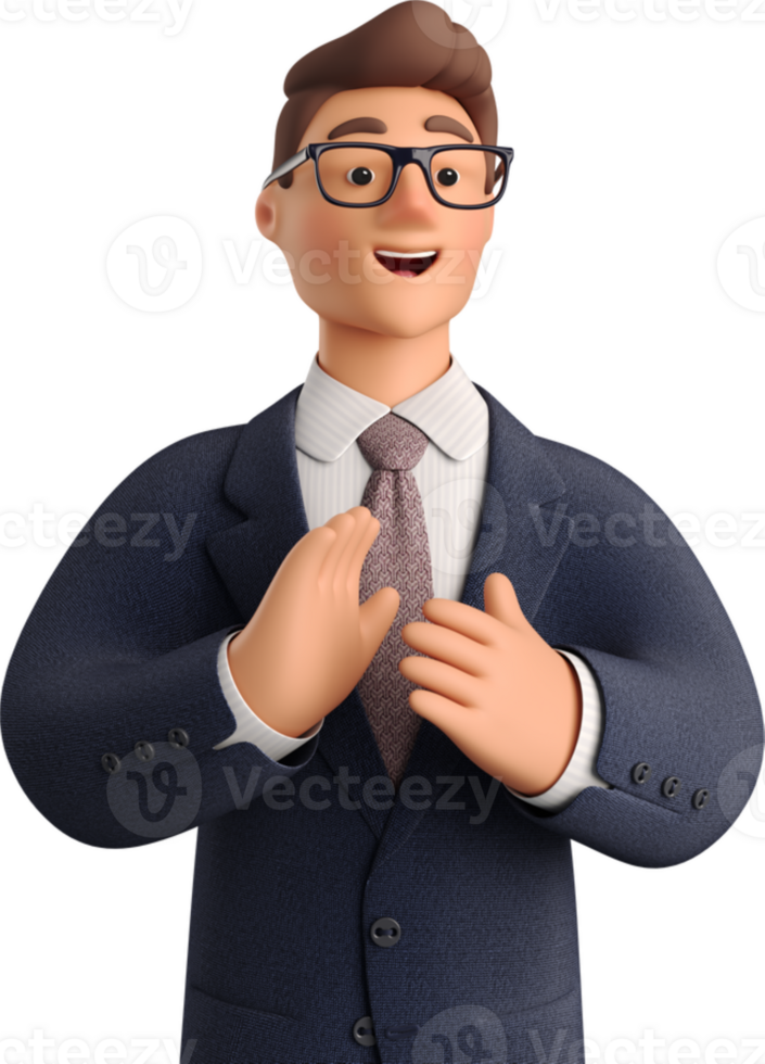 A cartoon man in a suit and tie png