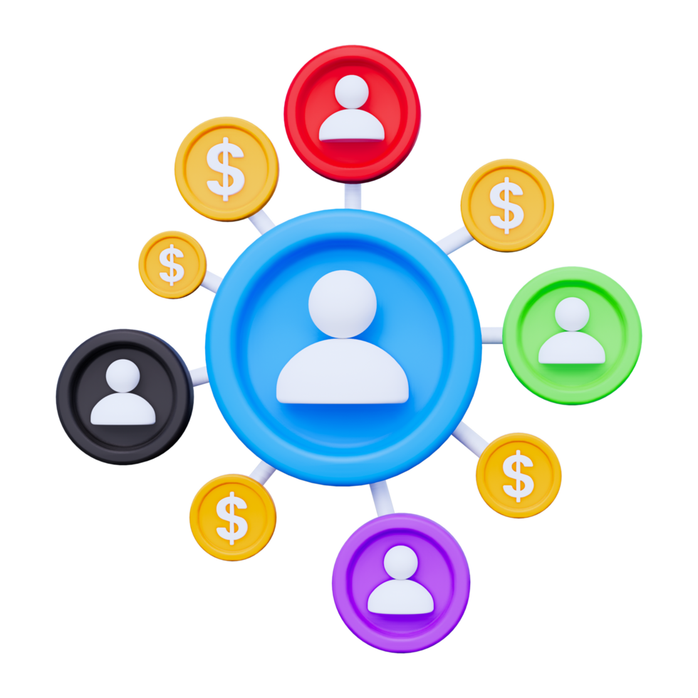 A circle with people and money icons png