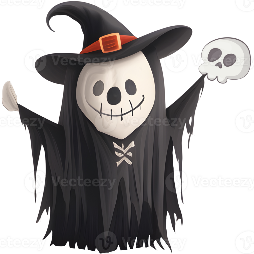 black evil with skull mask hold skull png
