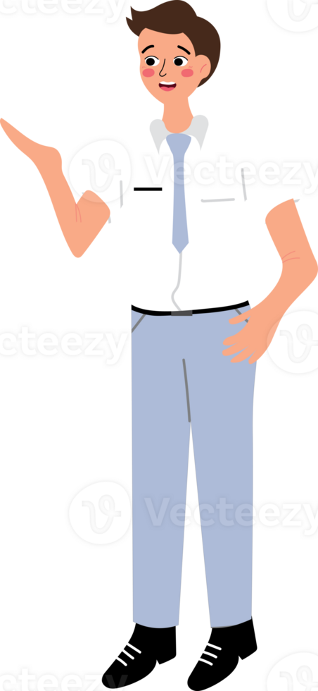 A cartoon man in a white shirt and tie is pointing png