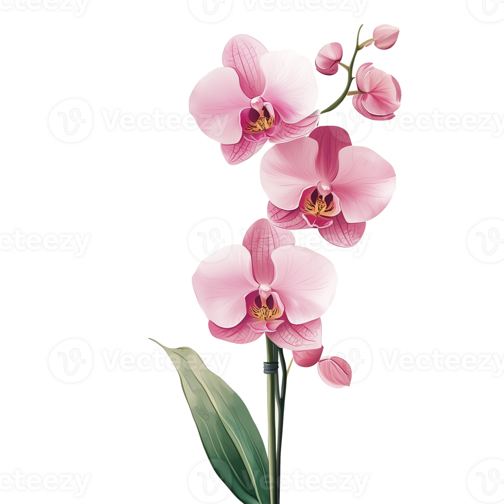 Realistic Pink Orchid Flower with Transparent Background png